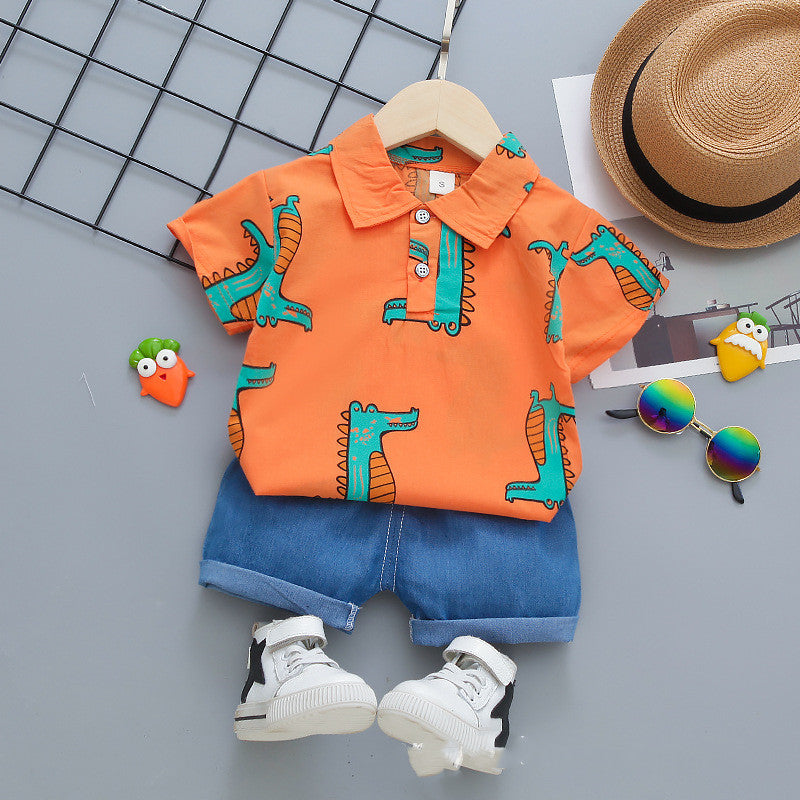 Yellow Dino Shirt and Bottom Set from Ju Ju Jam - Let your child embrace their inner paleontologist