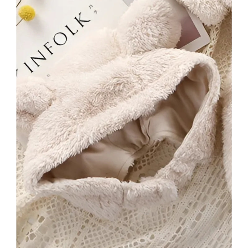 Mini Bear-themed baby romper with a cap for boys and girls, offering comfort and style, available at Ju Ju Jam.