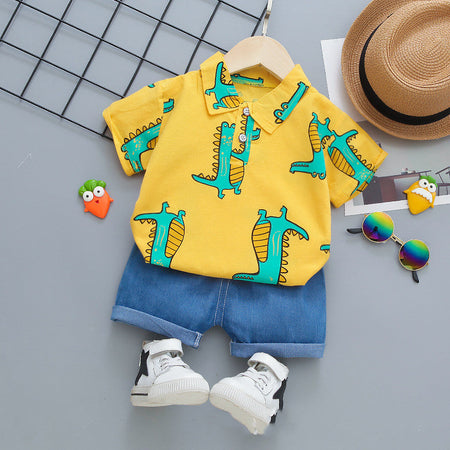 Ju Ju Jam's Yellow Dino Shirt and Bottom Set - Playful and adorable ensemble for kids