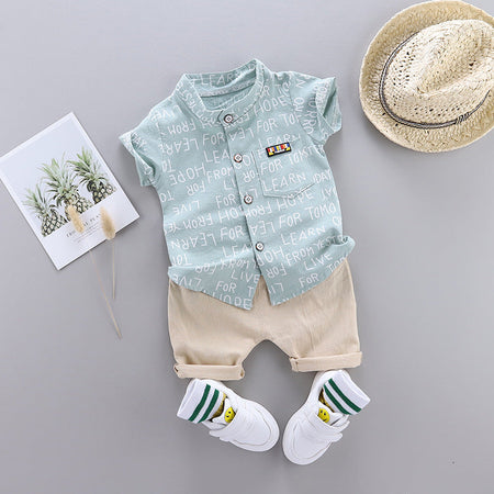 Adorable Words Printed Shirt and Shorts Set by Ju Ju Jam: Perfect for Little Trendsetters