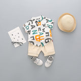 Ju Ju Jam's White Alphabet Printed Shirts and Shorts - Fun and educational ensemble for kids