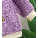 Ju Ju Jam Lavender Cozy Bear Sweater, a perfect blend of cuteness and comfort for little girls on cold days.