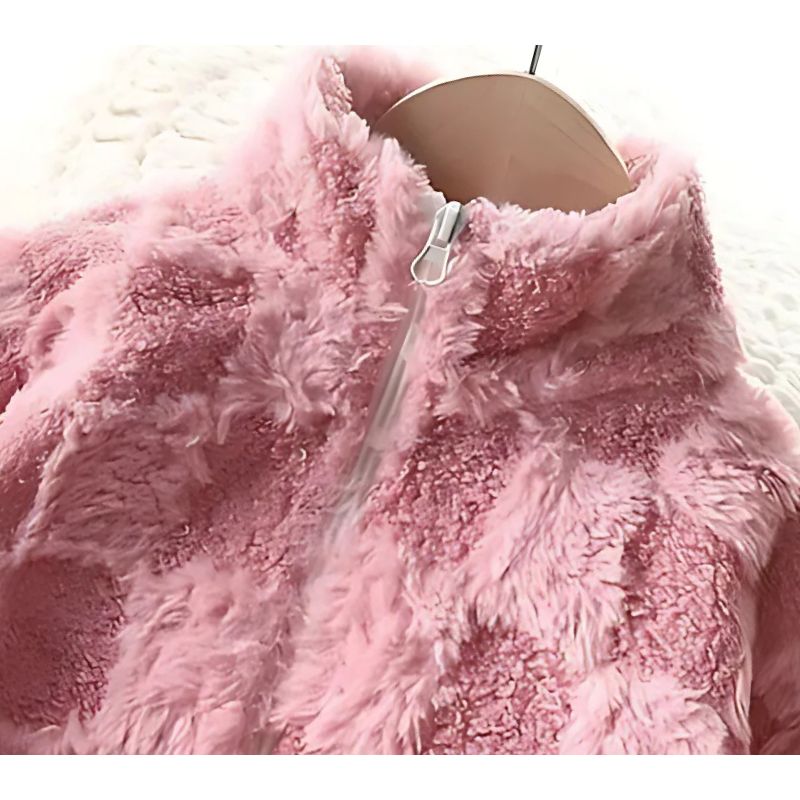 Ju Ju Jam’s Cuddly Checkered Fleece Jacket – cozy and chic outerwear perfect for boys and girls in colder weather.