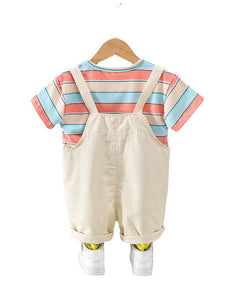 Fun Kids Dungaree Set with Striped Print by Ju Ju Jam