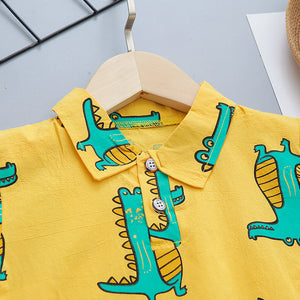 Ju Ju Jam's Yellow Dino Shirt and Bottom Set - Ideal attire for dinosaur enthusiasts