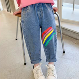 Vibrant Rainbow Girls Denim Jeans