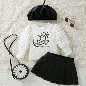 Mini Stylish Girls Top & Skirt Set with Hat by Ju Ju Jam, featuring a trendy top, matching skirt, and cute hat.