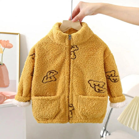 Adorable Snug Bear Fleece Jacket by Ju Ju Jam – perfect for keeping boys and girls cozy all season long.