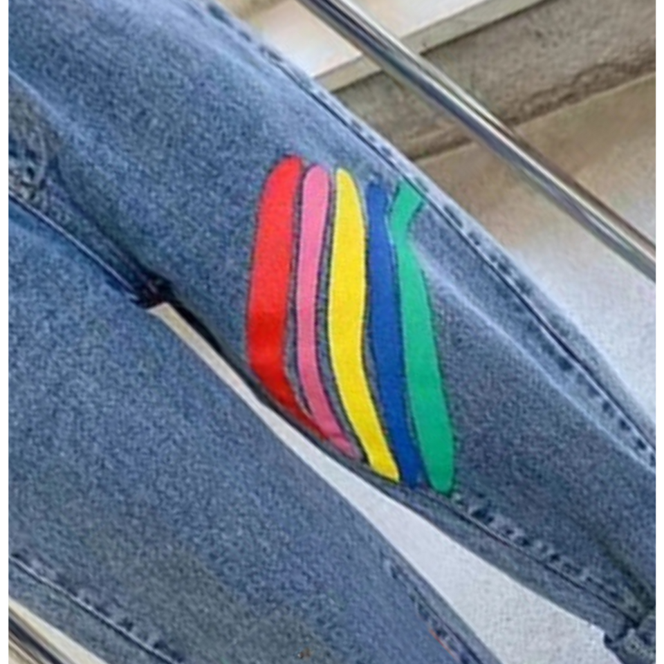 Vibrant Rainbow Girls Denim Jeans