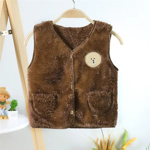 Warm and cozy fleece vest by Ju Ju Jam – ideal for layering on cooler days, offering both style and comfort.