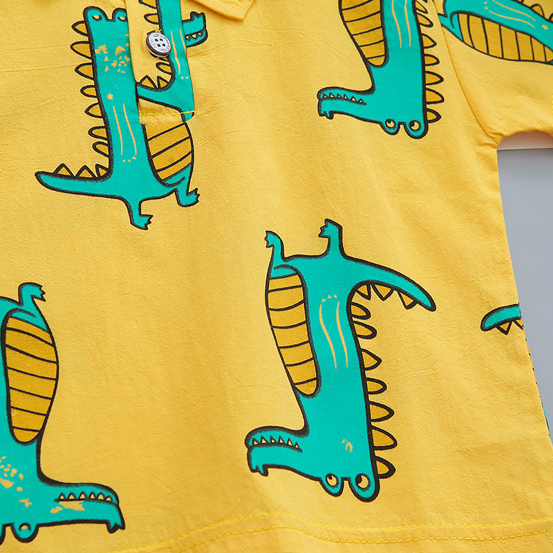 Yellow Dino Shirt and Bottom Set for kids by Ju Ju Jam - Comfortable and trendy attire