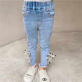 Polka Dotted Bow Denim Girls Jeans