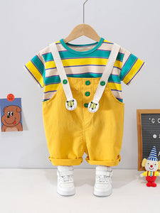 Adorable Dungaree Set with Striped Design by Ju Ju Jam