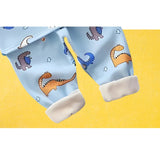 Comfortable fleece outfit for boys with colorful dinosaur prints, available at Ju Ju Jam.