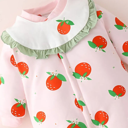 Designer Veggie Fun Baby Romper by Ju Ju Jam – A cute and colorful outfit with fun vegetable prints, perfect for baby girls.