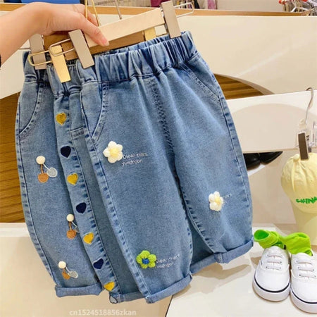 Colourful 3D Flowers Girls Jeans