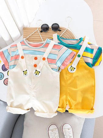 Adorable Dungaree Set with Striped Design by Ju Ju Jam