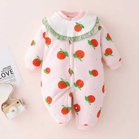 Designer Veggie Fun Baby Girls Romper by Ju Ju Jam – Adorable romper featuring playful vegetable prints, designed for comfort and style.