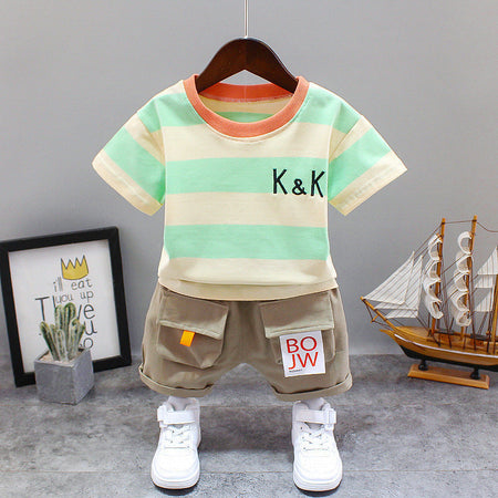 Ju Ju Jam Children's Clothing: Striped T-Shirt and Shorts Set for Casual Days