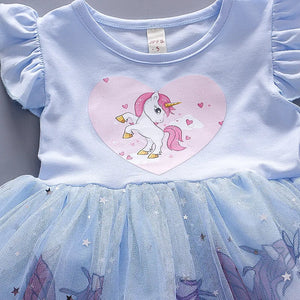 Ju Ju Jam Disney Princess Girls Unicorn Dress, designed with a whimsical unicorn print and princess flair for your little one.