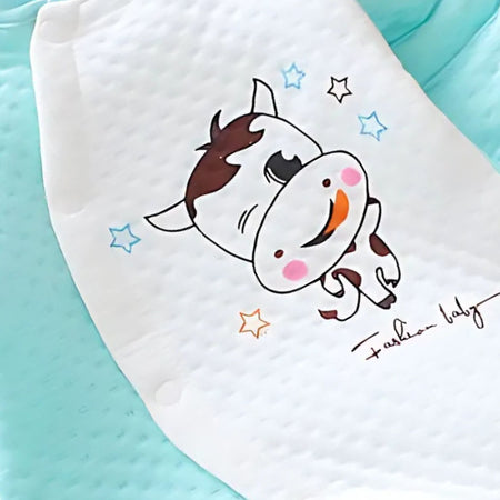 Moo Moo Pattern Baby Romper for babies by Ju Ju Jam – A charming cow-themed romper, ideal for both boys and girls.