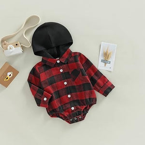 Adorable Ju Ju Jam Plaid Hooded Romper for Children