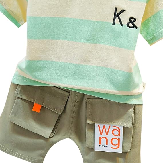 Ju Ju Jam Kids' Fashion: Trendy Striped T-Shirt and Shorts Ensemble