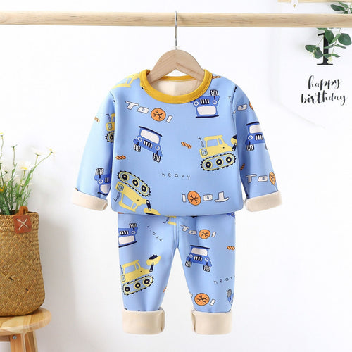 Cozy Vehicles Printed Boys Loungewear Set by Ju Ju Jam, featuring playful vehicle designs on soft, breathable fabric for ultimate comfort.