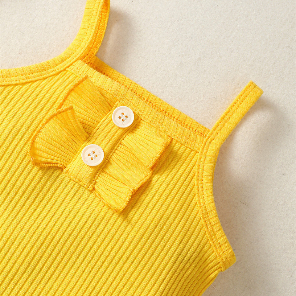 Ju Ju Jam Children's Fashion: Yellow Romper with Skirt Ensemble