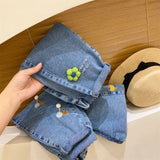 Colourful 3D Flowers Girls Jeans