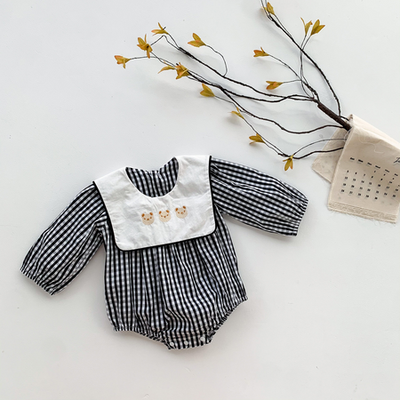 Comfortable Baby Romper with Classic Plaid Detailing