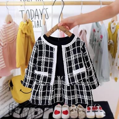 Elegant Fall Plaid Outfit in Black for Kids by Ju Ju Jam
