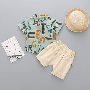 Ju Ju Jam's Green Printed Shirt and Shorts - Playful ensemble for fun-filled days