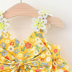 Stylish Yellow Flowers Sleeves Dress for Children - Ju Ju Jam Brand