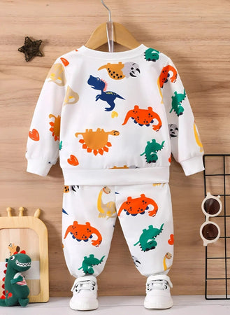 Trendy Vibrant Dino Girls and Boys Co-ord Set, designed with bold dinosaur prints for active little ones at Ju Ju Jam