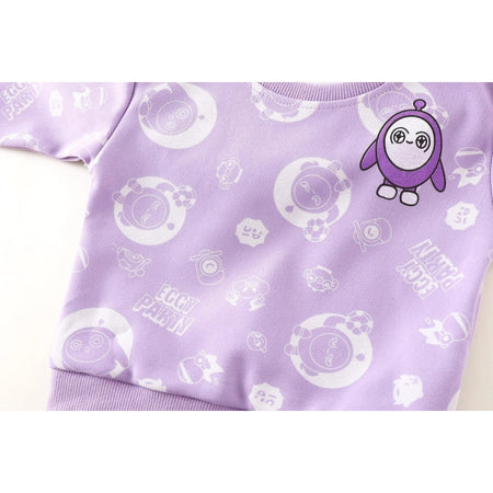 Little Duckling Lavender T-shirt by Ju Ju Jam, styled on a hanger to showcase its relaxed fit for kids.