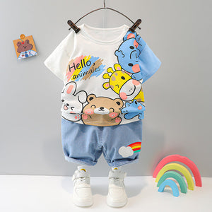 Adorable Boys Clothing Set with Hello Animals Design by Ju Ju Jam