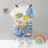 Adorable Boys Clothing Set with Hello Animals Design by Ju Ju Jam