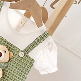 Playful 3D Teddy Suspender Style Girls Dress