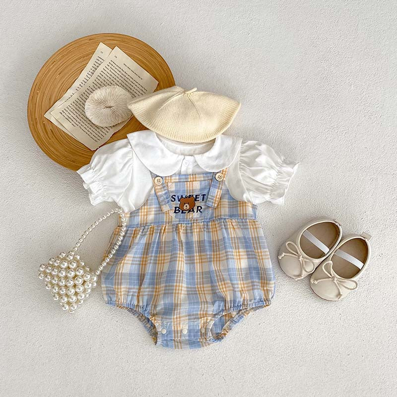 Kids' Fashion: Ju Ju Jam Bear Plaid Rompers