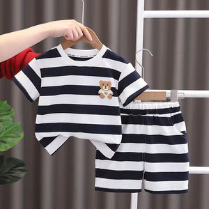 Stylish Bear Striped Cool Boys Co-ord Set for boys