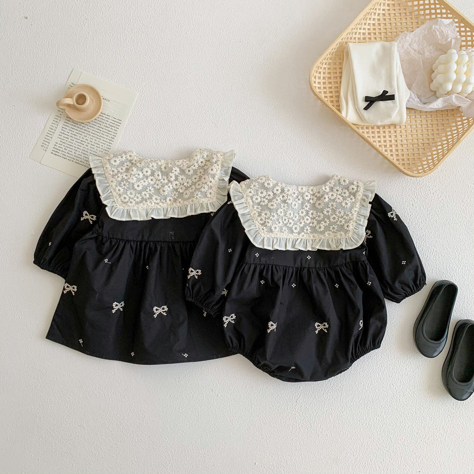 Cute Baby and Kids Black Romper and Dress Set from Ju Ju Jam