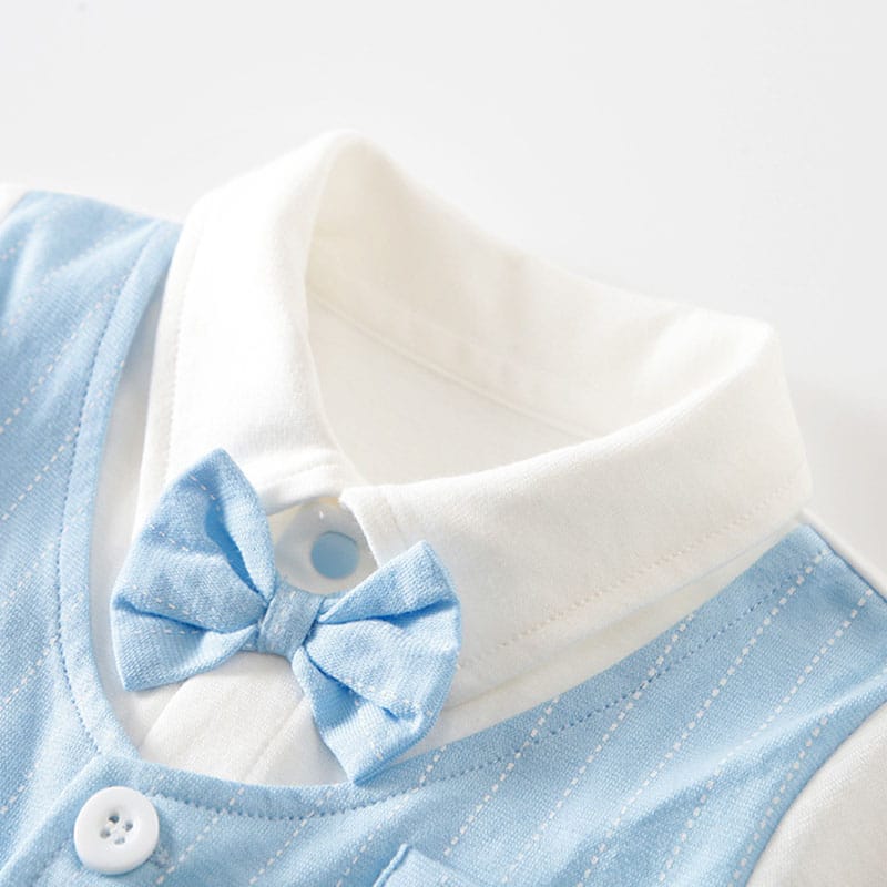 Ju Ju Jam Blue Gentleman Romper for Boys - Elegant romper featuring a refined design perfect for special occasions.