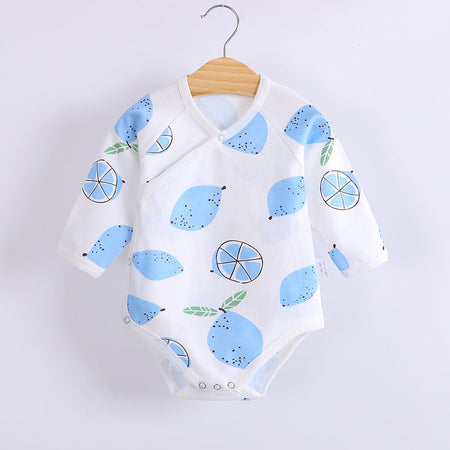 Baby boy and girl in a Blue Lemon romper from Ju Ju Jam.