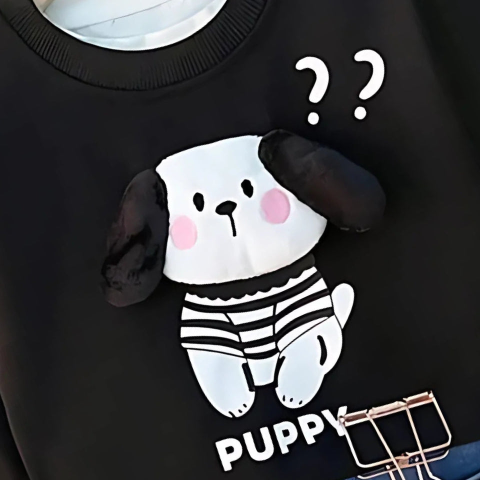 Cute Puppy Girls and Boys Sweatshirt and Denim Set