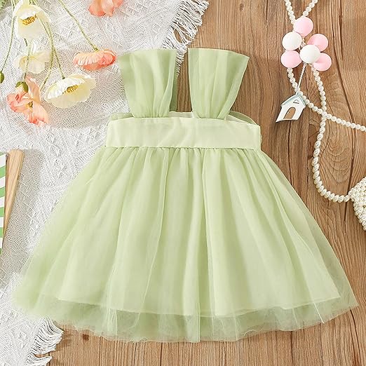 Green Blossom Festive Flare Girls Dress