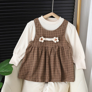 Brown Plaid Girls Dress with Top by Ju Ju Jam