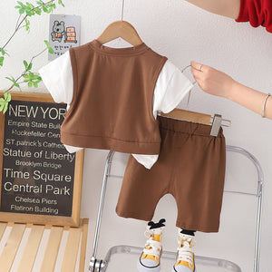 Ju Ju Jam boys' set featuring a stylish brown vest with matching bottoms