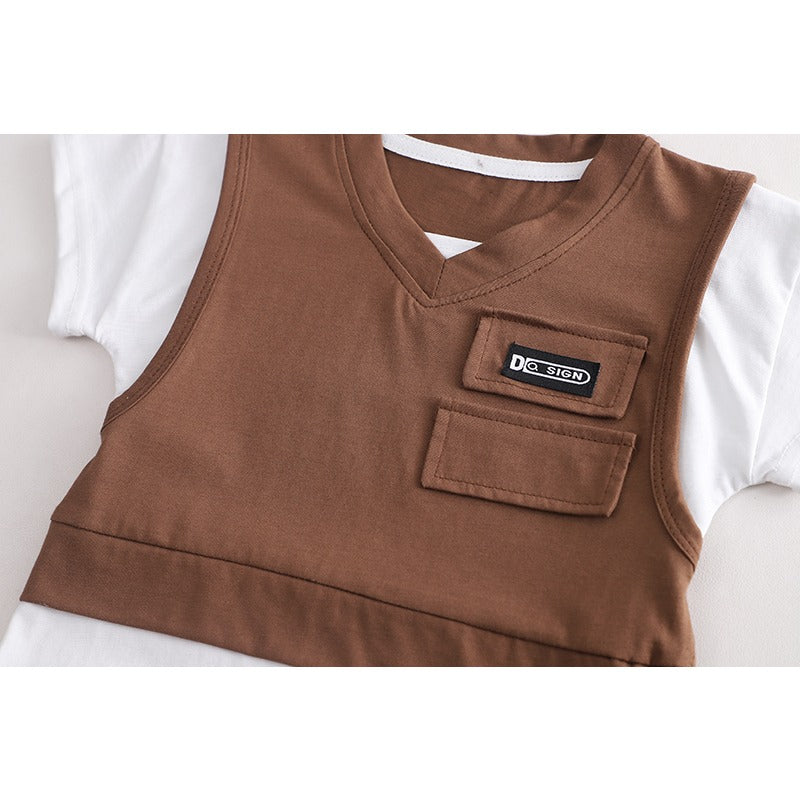 Trendy brown vest style outfit for boys by Ju Ju Jam