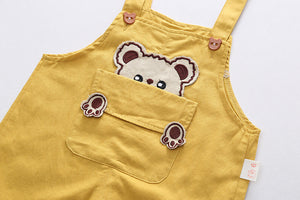 Checkered Bear Pocket jumpsuit for baby boys, with a cute bear detail, available at Ju Ju Jam